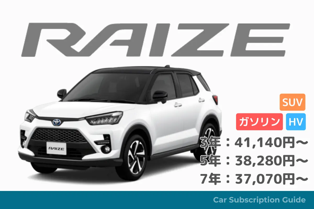 【ライズ】5ナンバーのお気軽SUV - KINTO車種別情報